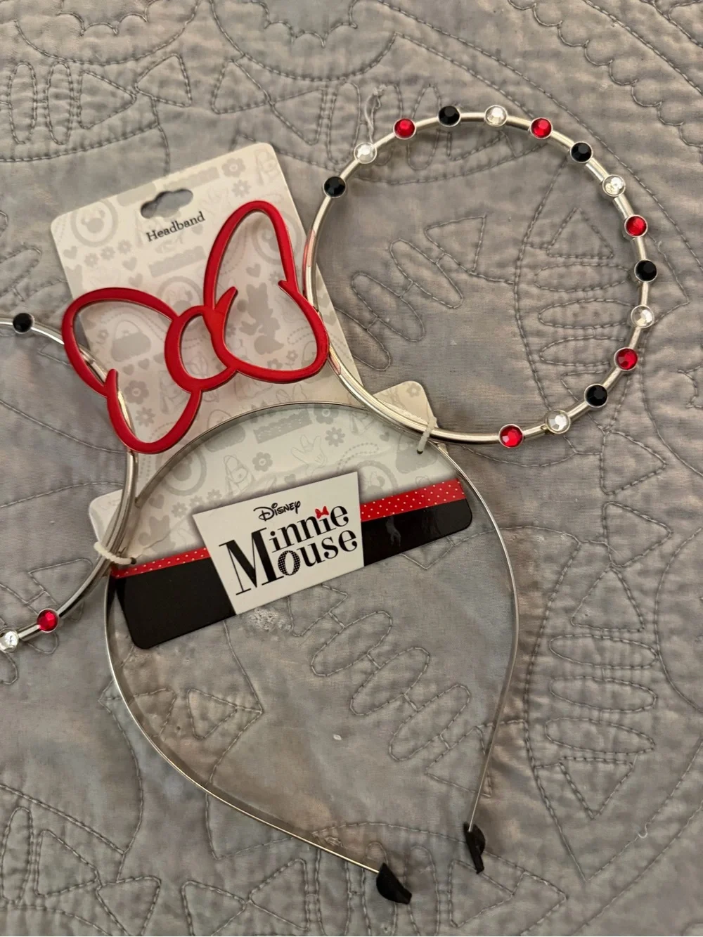 Disney Minnie Mouse Red and Black Beaded Headband Ears